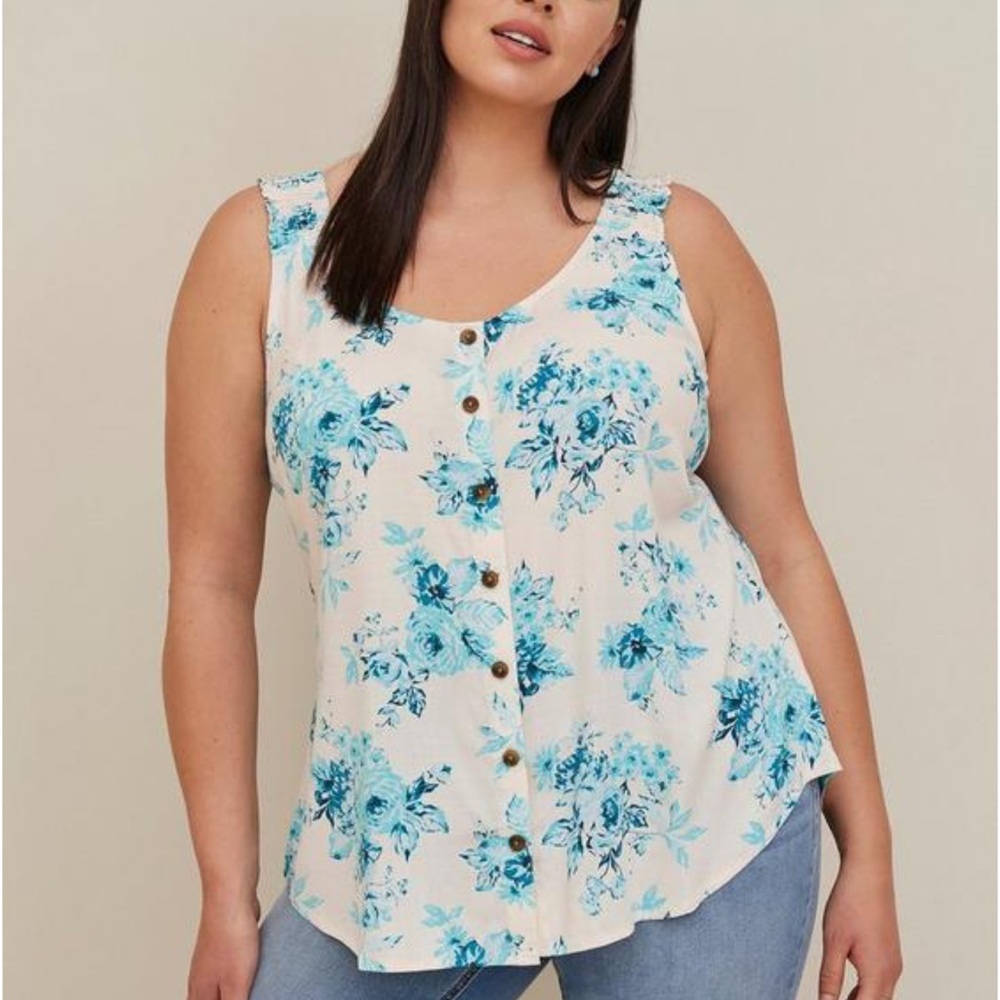 Torrid Rayon Slub Button-Front Tank